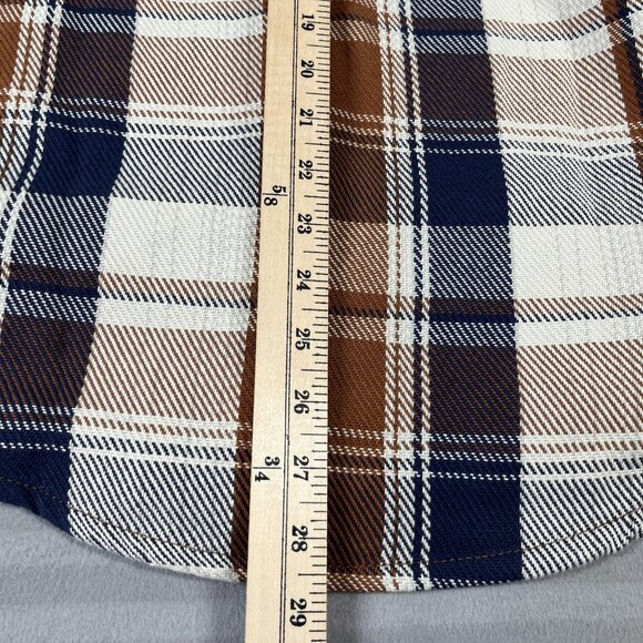 Outerknown Blanket Shirt Mens Medium Brown Blue Plaid Organic Cotton Flannel - Picture 9 of 9